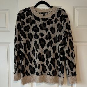 Leopard Print Sweater - Black and Tan